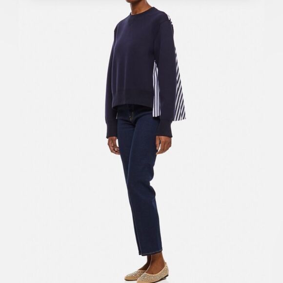 Banana Republic Women’s Large Navy Blue Stripe Sweatshirt - Picture 3 of 9